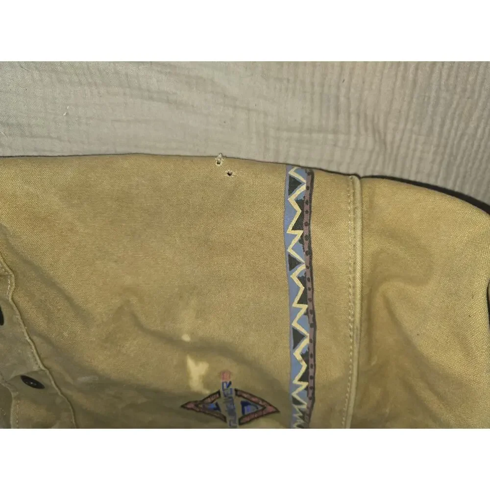 VTG Quicksilver Backpack Tan Rucksack Drawstring Bag 90s surf thrash skate rare
